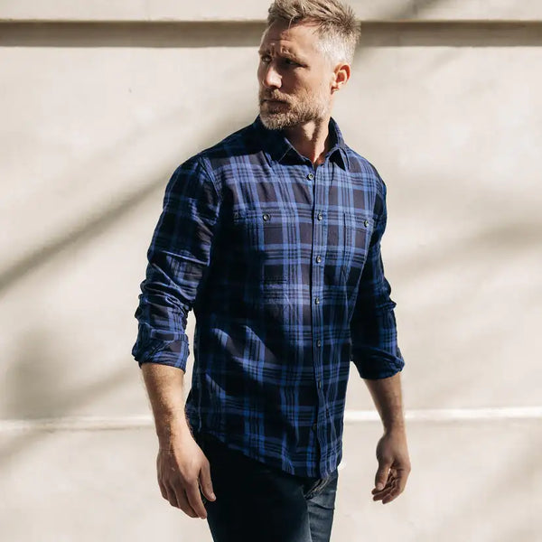 The Utility Shirt Rinsed Indigo Plaid