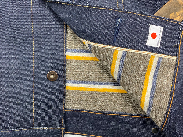 Selvedge Denim Jacket 16.5 oz. with Japanese Striped Blanket Lining