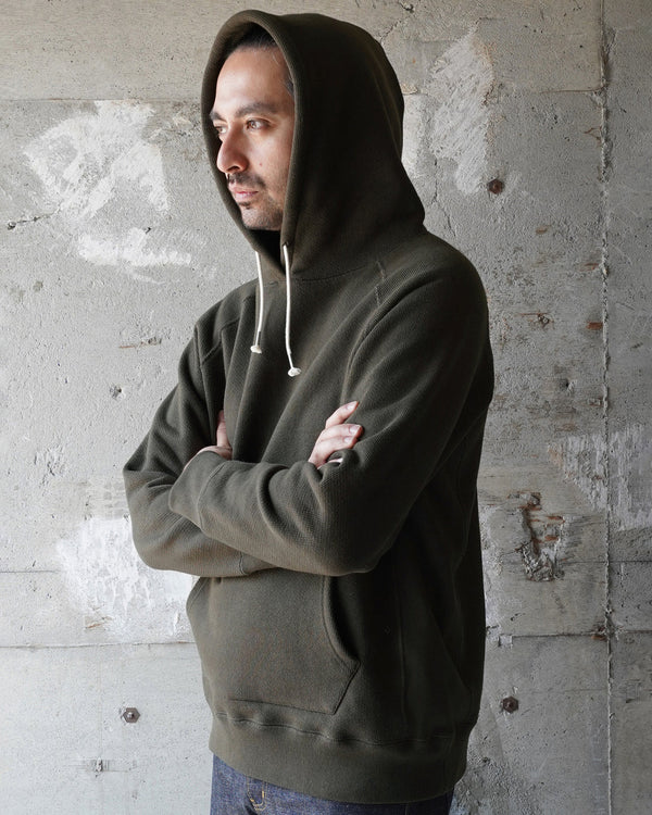 Pullover Hoodie - 701gsm Double Heavyweight French Terry - Khaki Green
