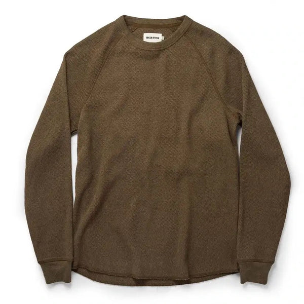 The Heavy Bag Waffle Crewneck in Olive