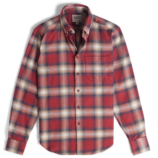 Easy Shirt - Brushed Herringbone Ombre - Red