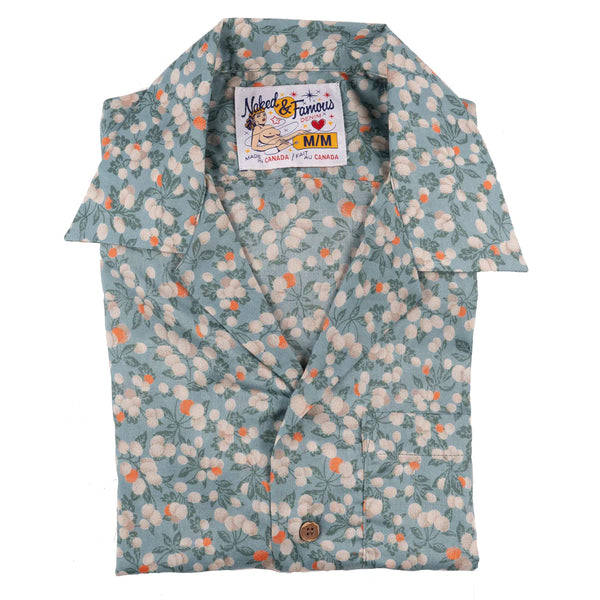 Aloha Shirt - Fruit Print - Cyan