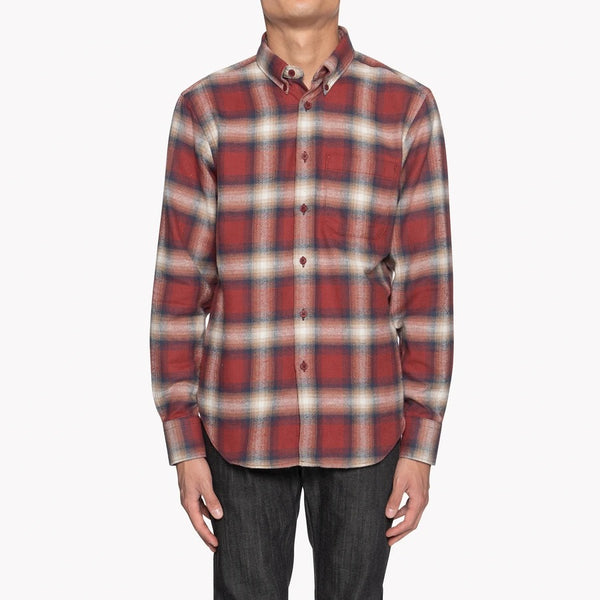 Easy Shirt - Brushed Herringbone Ombre - Red