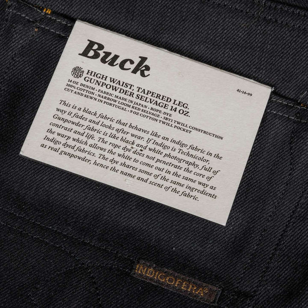 Buck High Waist Taper Selvedge Jeans - Gunpowder 14oz